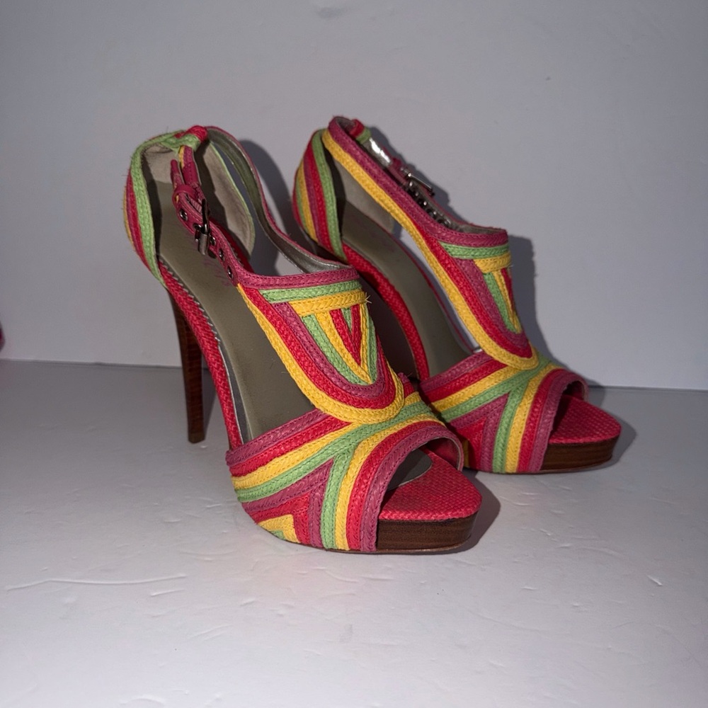REPORT SIGNATURE Shoes Size 6.5 Colorful MULTI RAFFIA LUCIE High HEELS